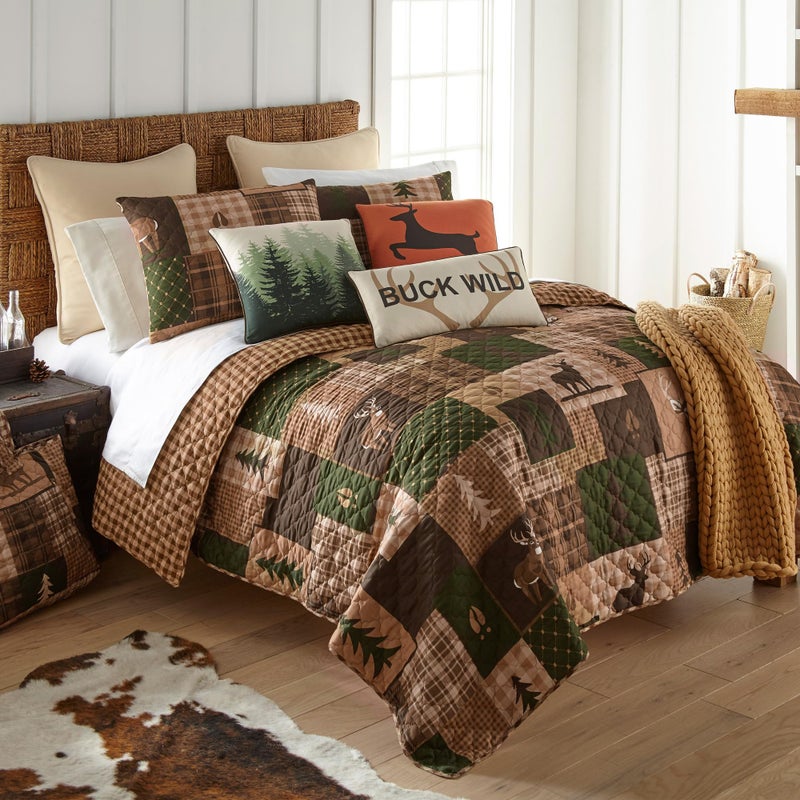 Donna Sharp King Bedding Set - 3 Piece - Green Forest Lodge Quilt Set with King Quilt and Two Standard Pillow Shams - Machine Washable - Image 3